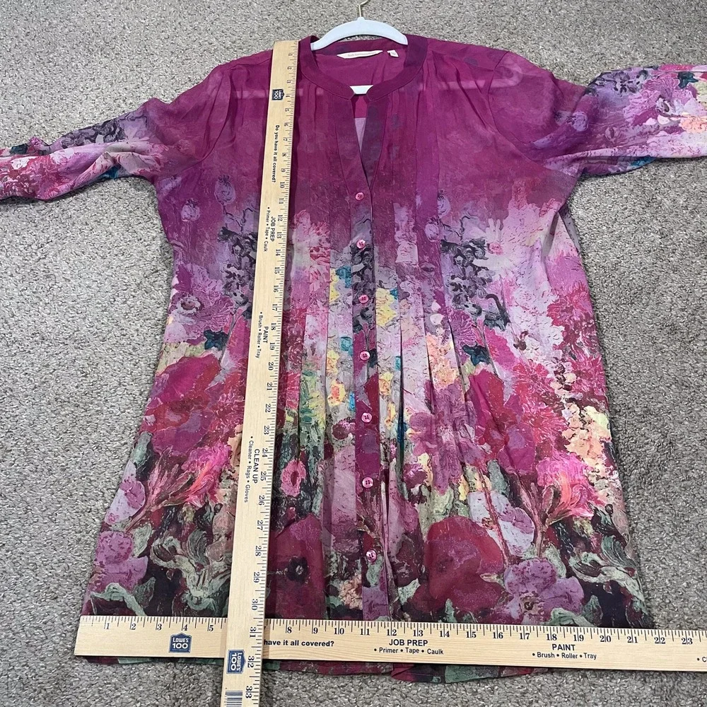 Soft Surroundings Women's Blouse Chiffon Floral Flowy Artsy Lightweight L Pink - Picture 5 of 7